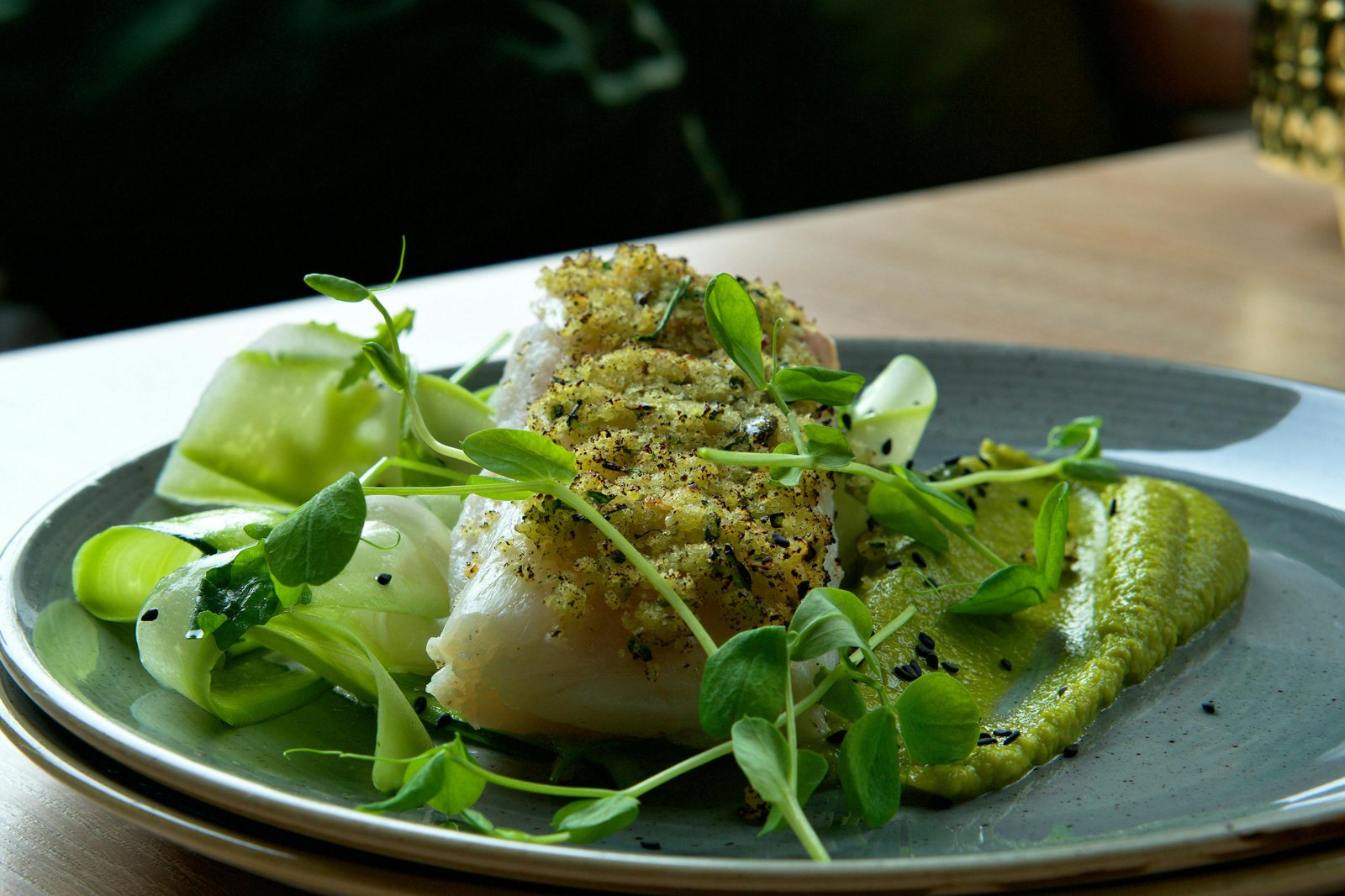 Bacalao a la plancha con pisto